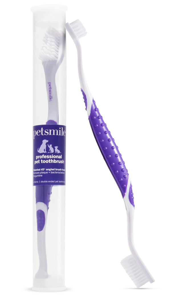 PetSmile Dual-Ended Professional Pet Toothbrush – 45° Angle for Dogs & Cats