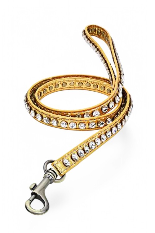 Crystal Bling Out Croc Leather Dog Leash