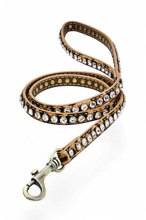 Crystal Bling Out Croc Leather Dog Leash