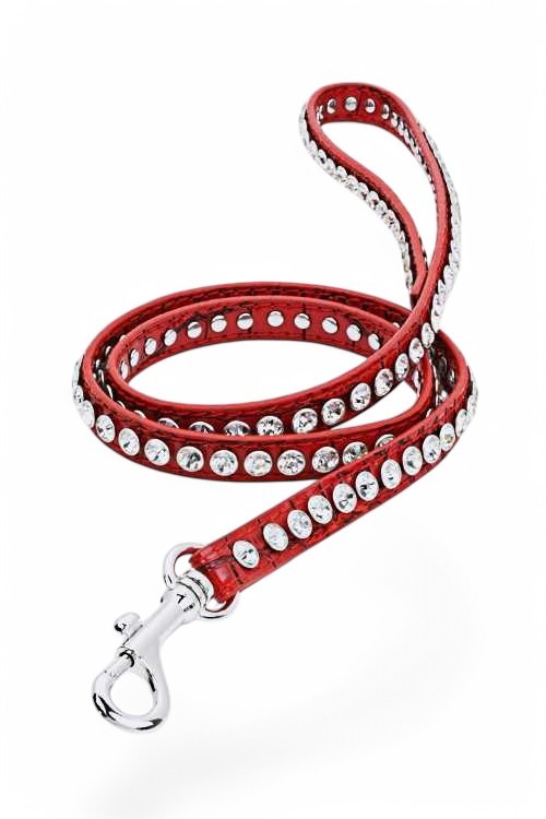 Crystal Bling Out Croc Leather Dog Leash