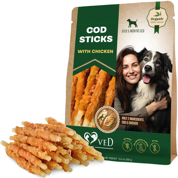 Cod & Chicken Sticks Dog Treats – High Protein, Natural Chews for Healthy Skin & Coat